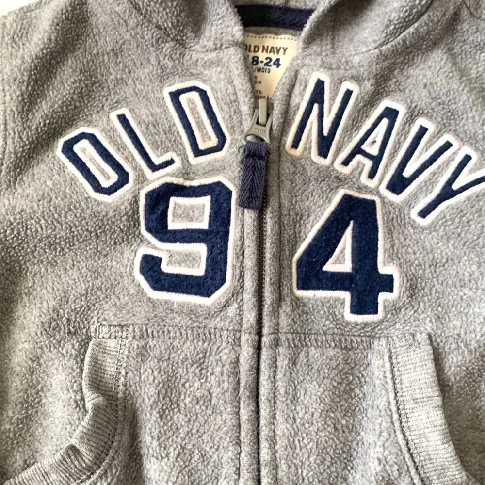 Old Navy 18-24m Gray Fleece Baby Boys Zip Up Hoodie Sweatshirt Kids Jacket 18m